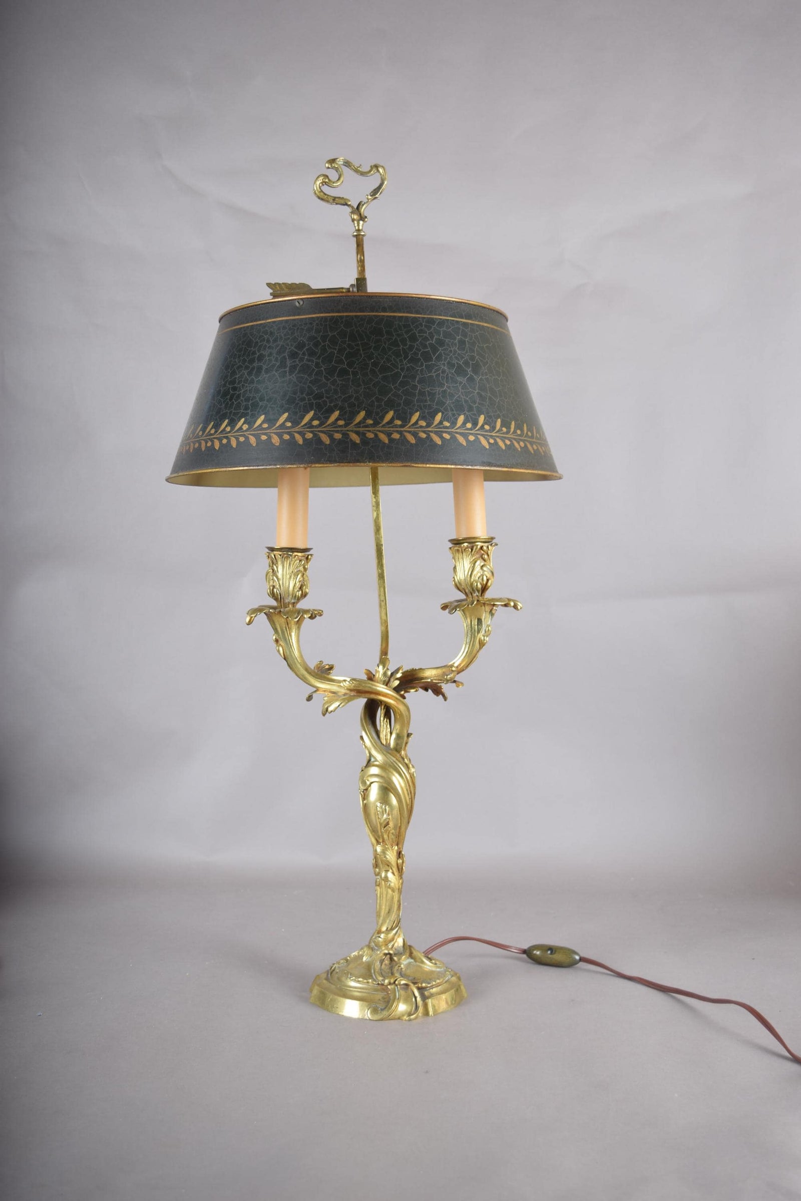 Antique Bronze Bouillotte Lamp, Louis XV Style — French, 19th Century
