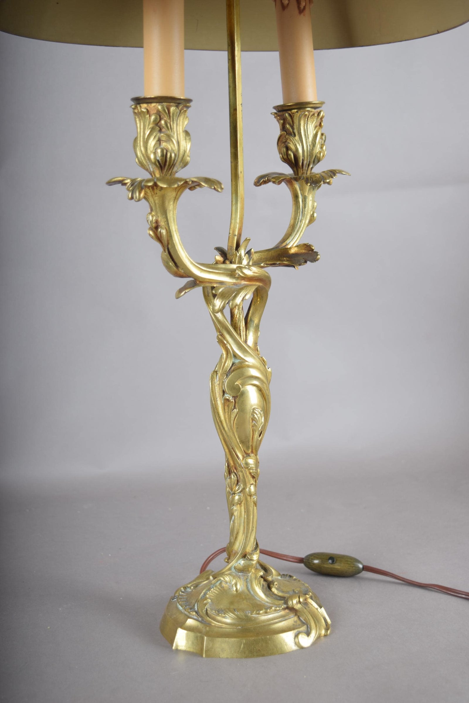 Antique Bronze Bouillotte Lamp, Louis XV Style — French, 19th Century