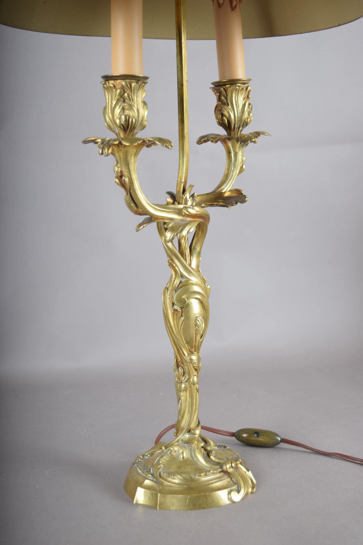 Antique Bronze Bouillotte Lamp, Louis XV Style — French, 19th Century