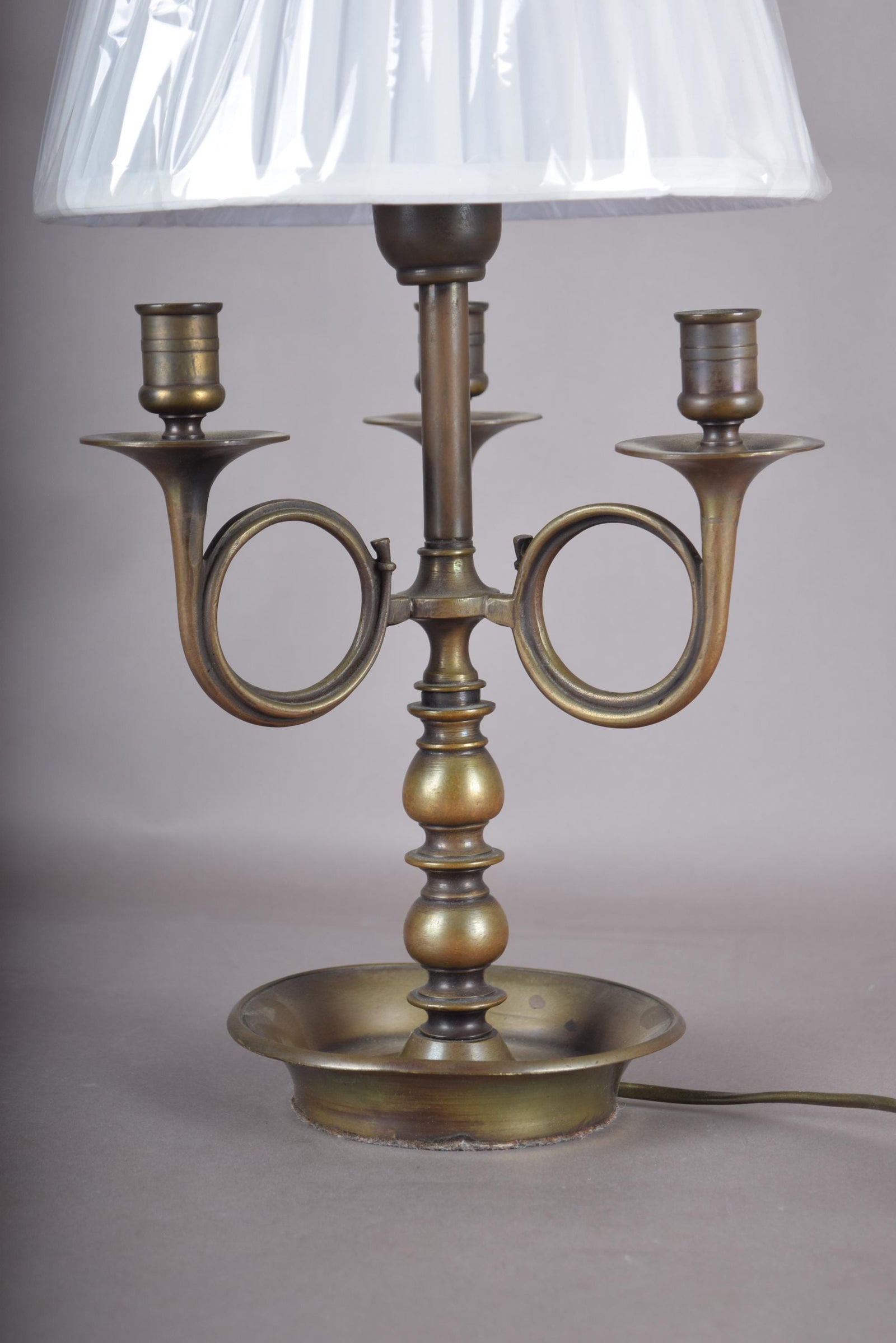 Vintage French Bouillotte Lamp, Bronze-Toned Candelabra, Hollywood Regency Style, 1950s