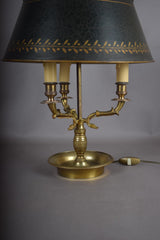 Antique Bronze Bouillotte Lamp, Swan-Head Arms — French Empire Style, Circa 1910s