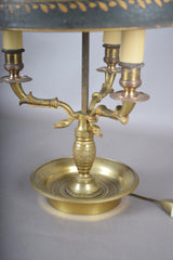 Antique Bronze Bouillotte Lamp, Swan-Head Arms — French Empire Style, Circa 1910s