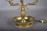 Antique Bronze Bouillotte Lamp, Swan-Head Arms — French Empire Style, Circa 1910s