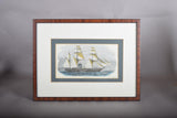 Antique 1854 Lithograph, H.M. Steam-Ship "Tiger," Crimean War Naval Print, Mid-Century Frame