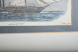 Antique 1854 Lithograph, H.M. Steam-Ship "Tiger," Crimean War Naval Print, Mid-Century Frame