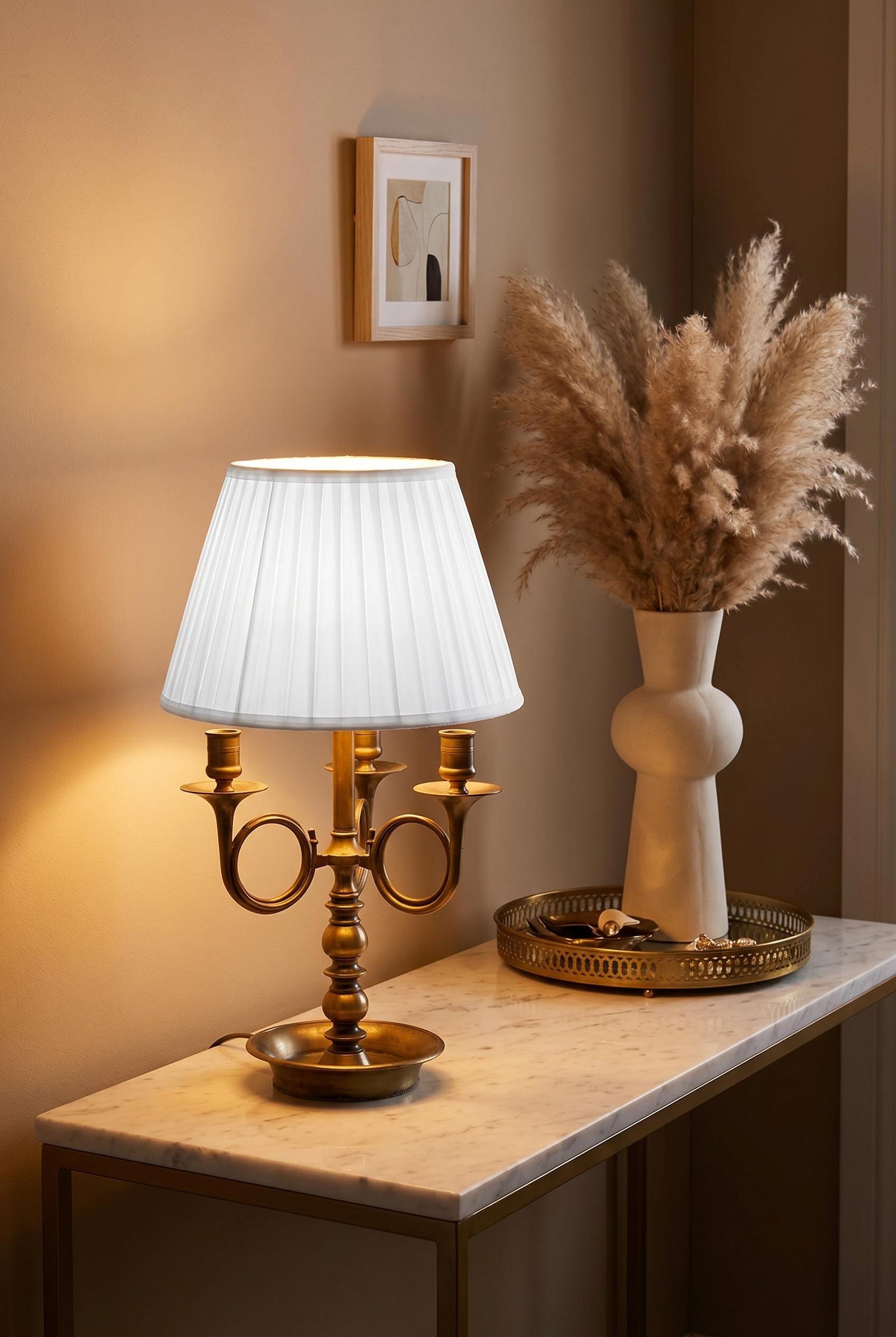 Vintage French Bouillotte Lamp, Bronze-Toned Candelabra, Hollywood Regency Style, 1950s
