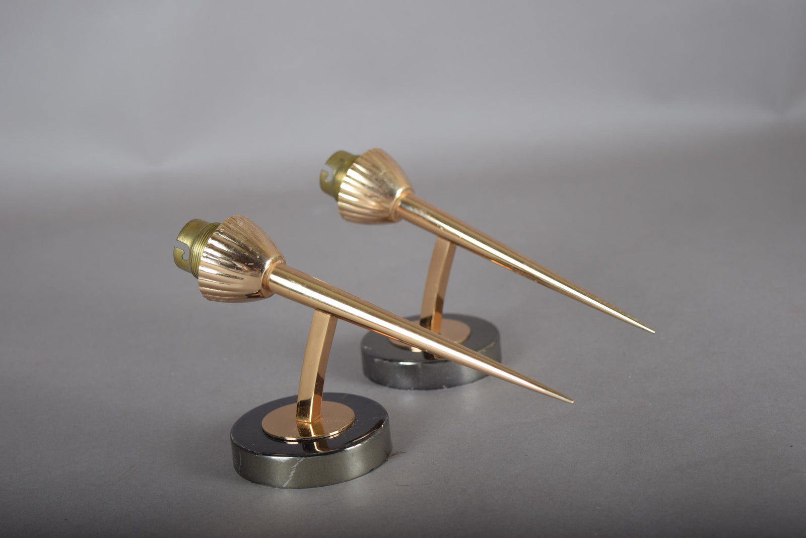 Vintage Brass Wall Sconce Pair, Pointed Cone Design — Mid-Century Modern, 1950s
