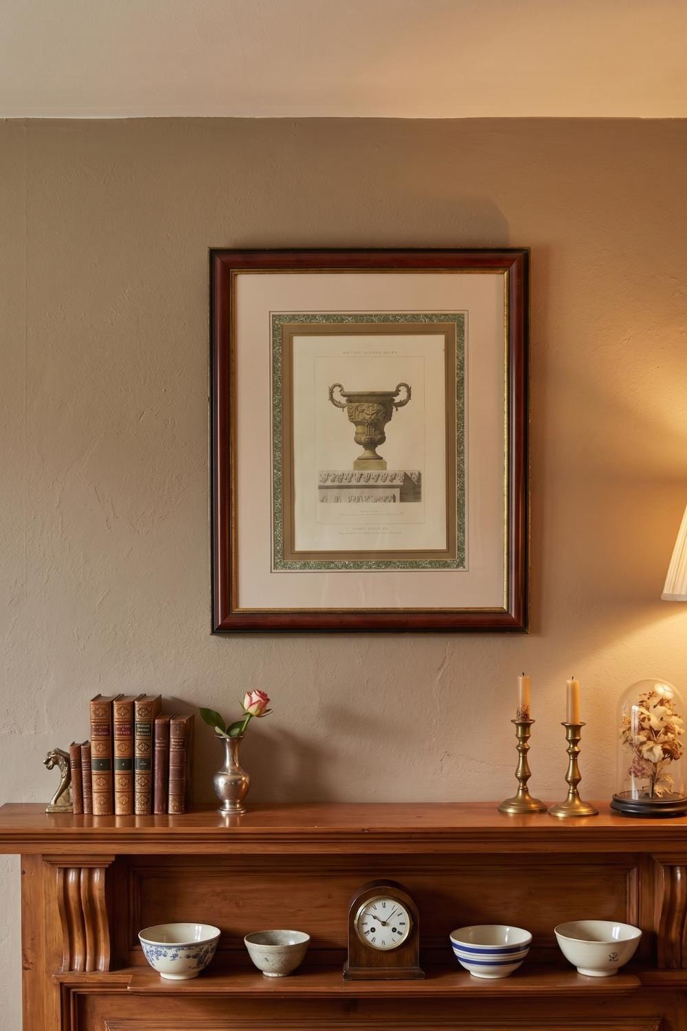 Louis XIV Style Vase Print, Versailles Bassin de Neptune — Framed Vintage Lithograph, 1960s