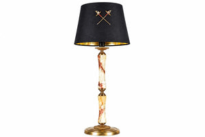 Vintage Onyx Stone Column Table Lamp | Brass Base & Accents | Statement Lighting | Circa 1950s