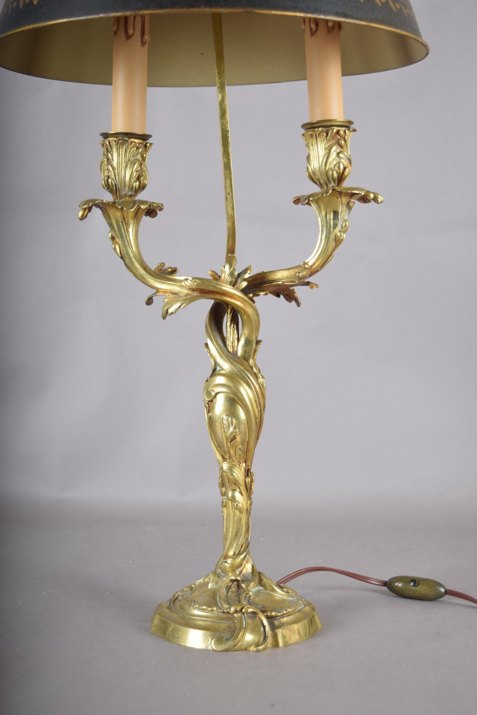 Antique Bronze Bouillotte Lamp, Louis XV Style — French, 19th Century