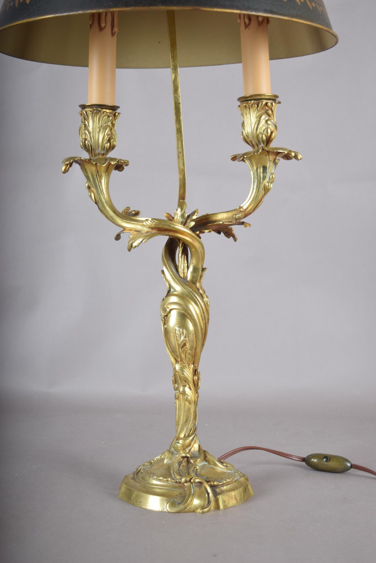 Antique Bronze Bouillotte Lamp, Louis XV Style — French, 19th Century