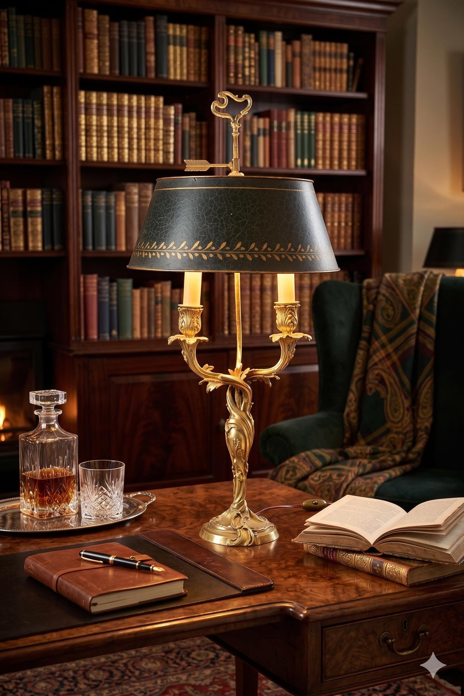 Antique Bronze Bouillotte Lamp, Louis XV Style — French, 19th Century