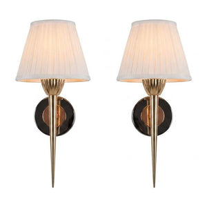 Vintage Brass Wall Sconce Pair, Pointed Cone Design — Mid-Century Modern, 1950s