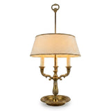Antique Brass Bouillotte Lamp, Three-Arm Candelabra Form — French, 19th Century