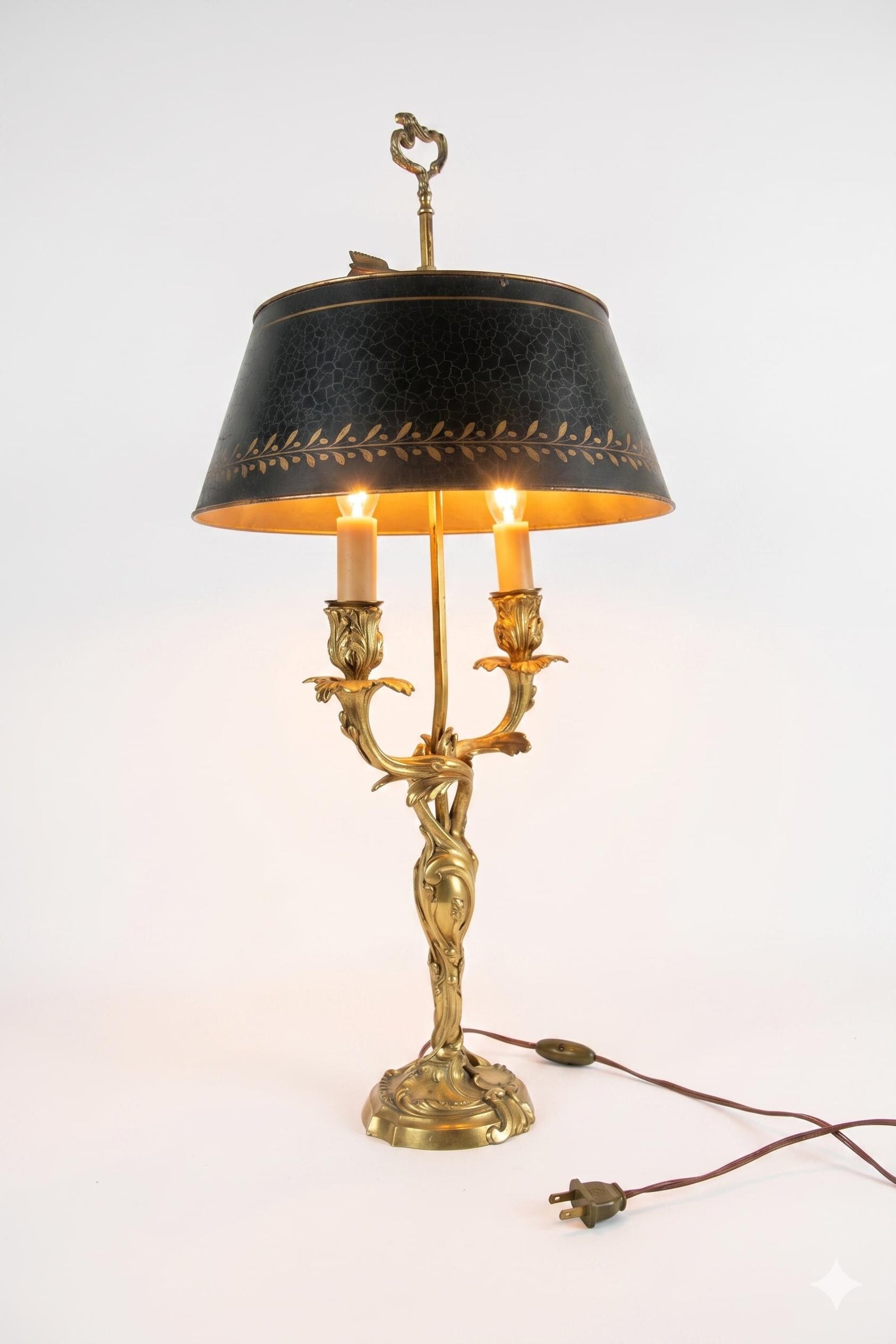 Antique Bronze Bouillotte Lamp, Louis XV Style — French, 19th Century