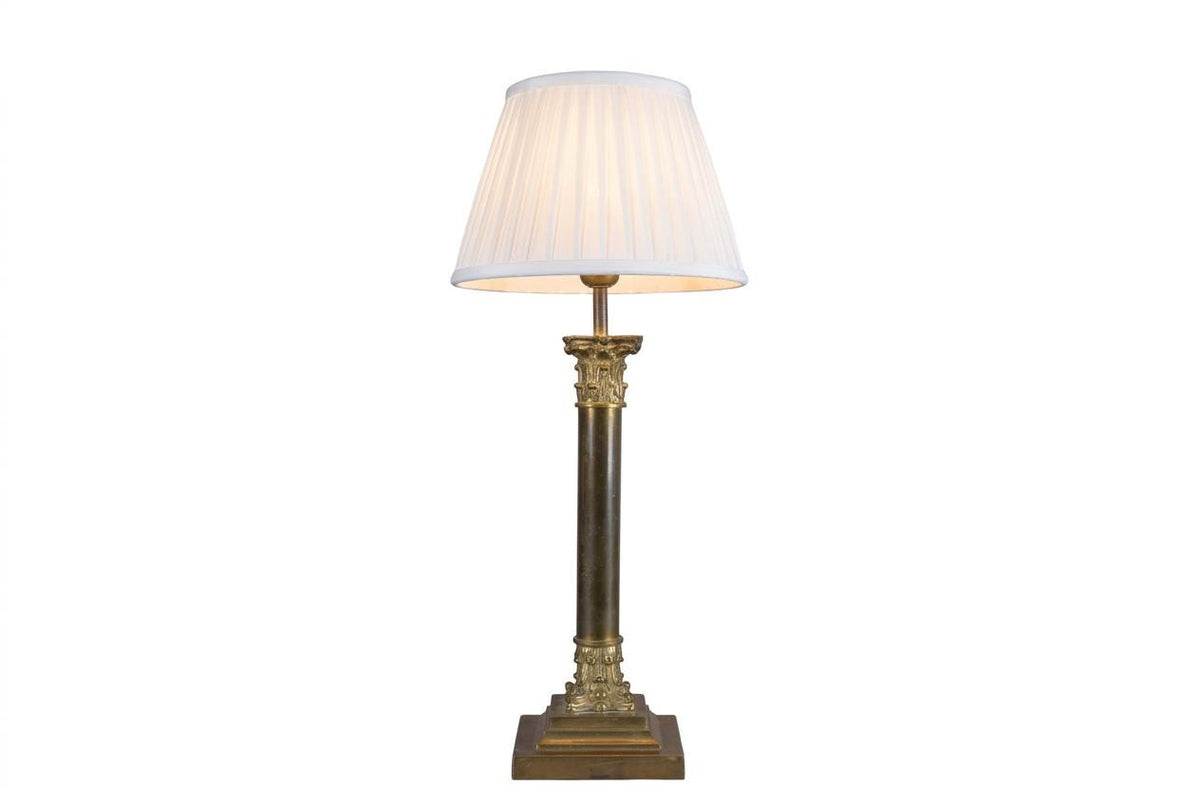 Vintage Brass Column Table Lamp, Corinthian Capital — Neoclassical Empire Style, 1950s
