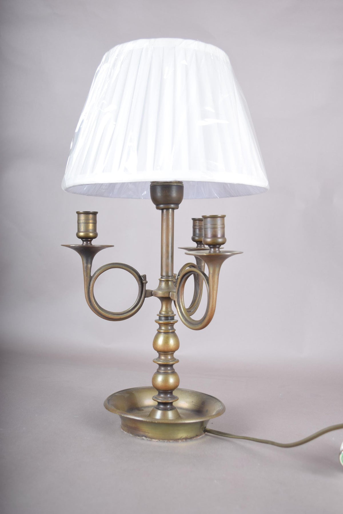 Vintage Bouillotte Table Lamp, Central Electric Light and Three Decorative Candle Cups