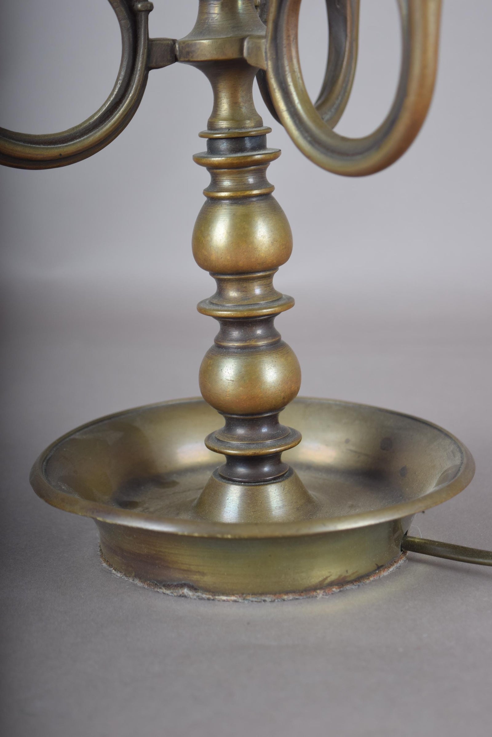 Vintage French Bouillotte Lamp, Bronze-Toned Candelabra, Hollywood Regency Style, 1950s