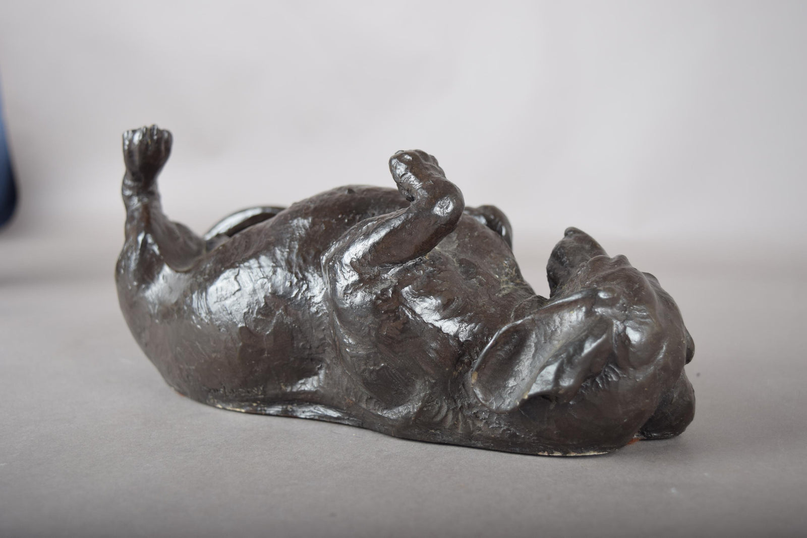 Doris Lindner "Rolling Dachshund" Sculpture, Signed Cast Resin with Bronze Patina