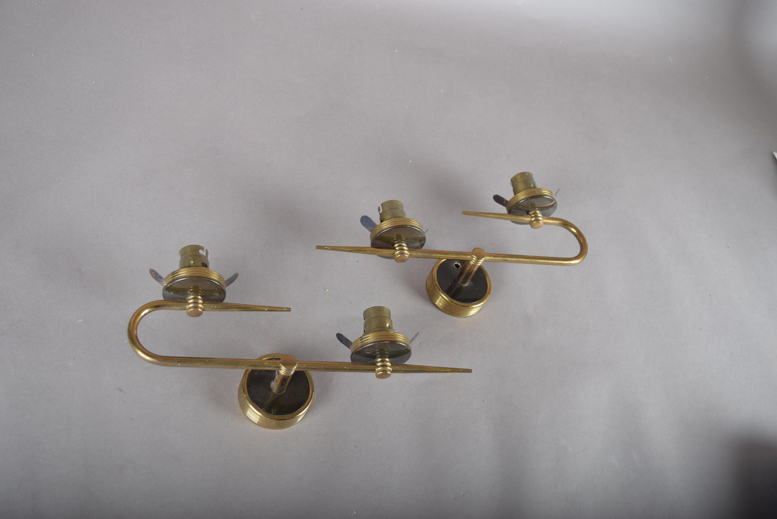 Pair of Vintage Brass Double-Arm Sconces, 1960s | Mid-Century Minimalist Wall Lights | Linear Modernist Fixtures