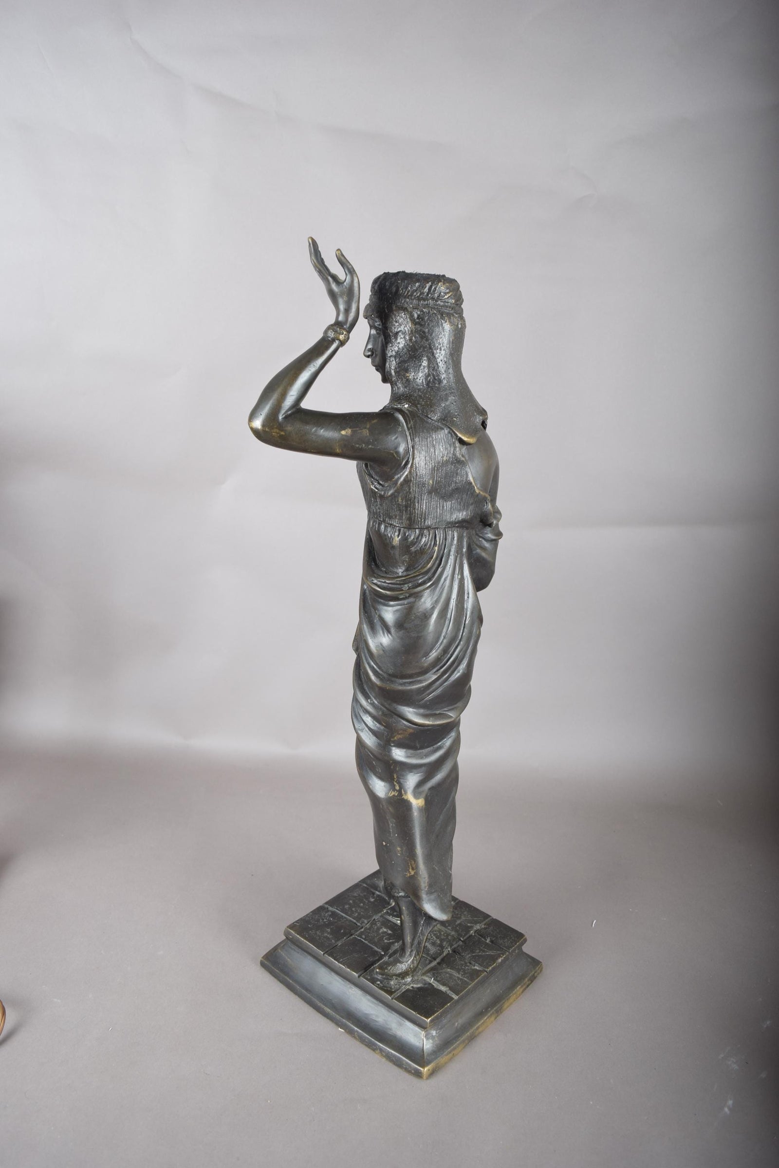 Large Patinated Bronze or Spelter Sculpture, Egyptian-Style Female Figure, 1920s
