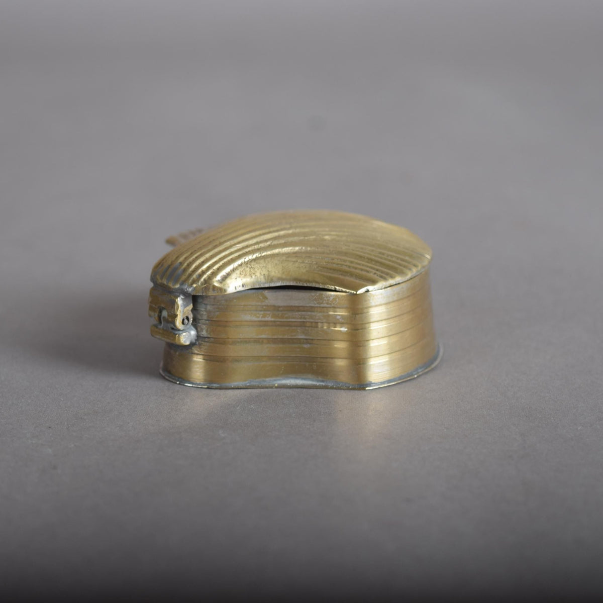Vintage Brass Pill Box, Small Hinged Keepsake Case