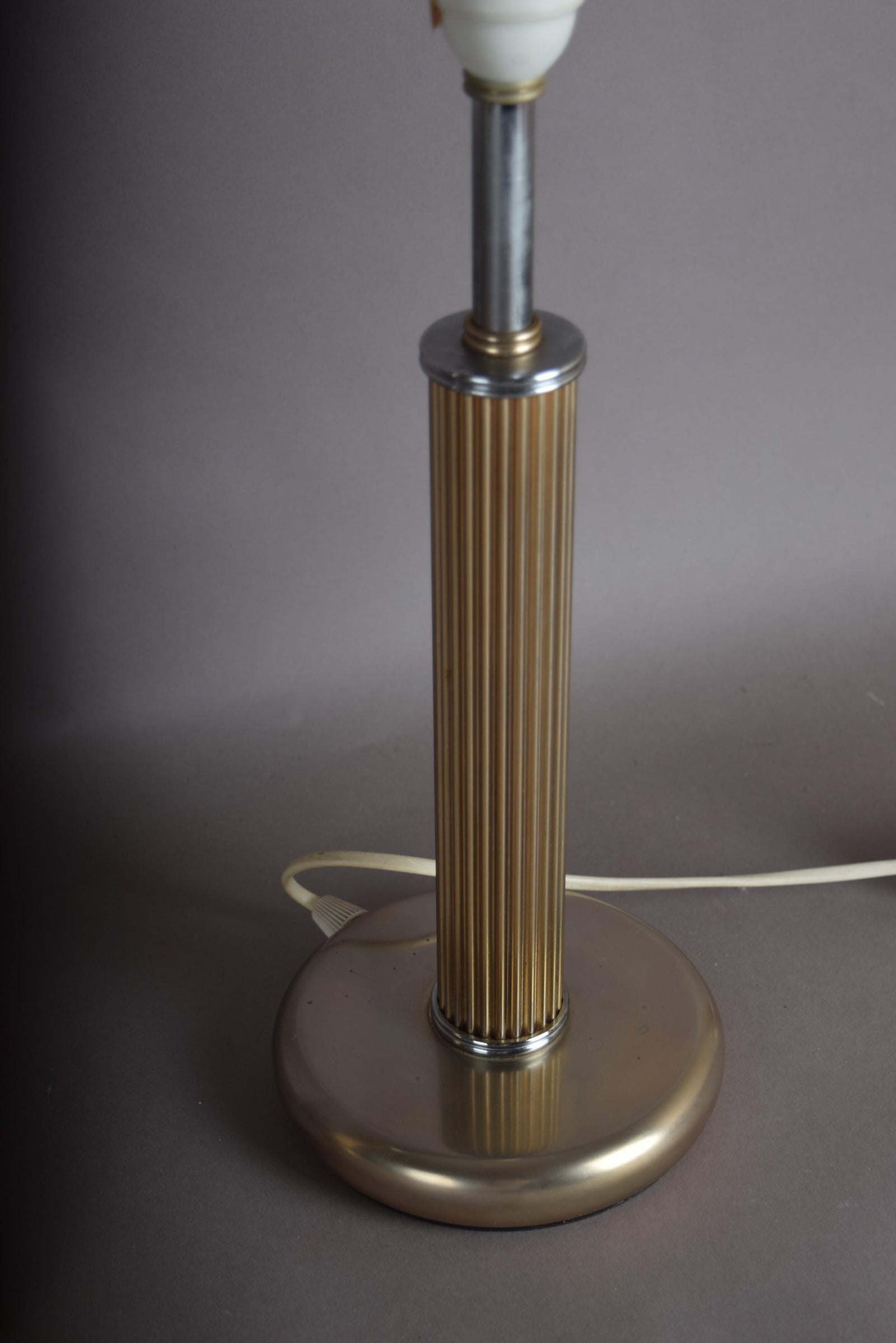 Pair of Mid-Century Modern Style Metal Table Lamps, Fluted Column, 1980s