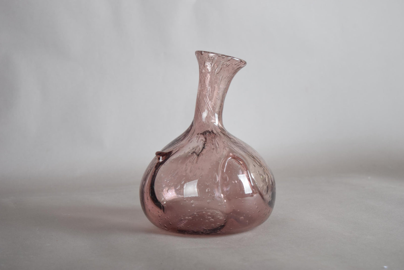 Vintage Amethyst Bullicante Bubble Glass Vase, Hand Blown, Murano Style, 1990s