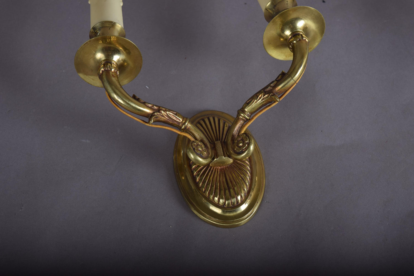 Pair of Brass Double-Arm Wall Sconces, French Empire Style, 1950s