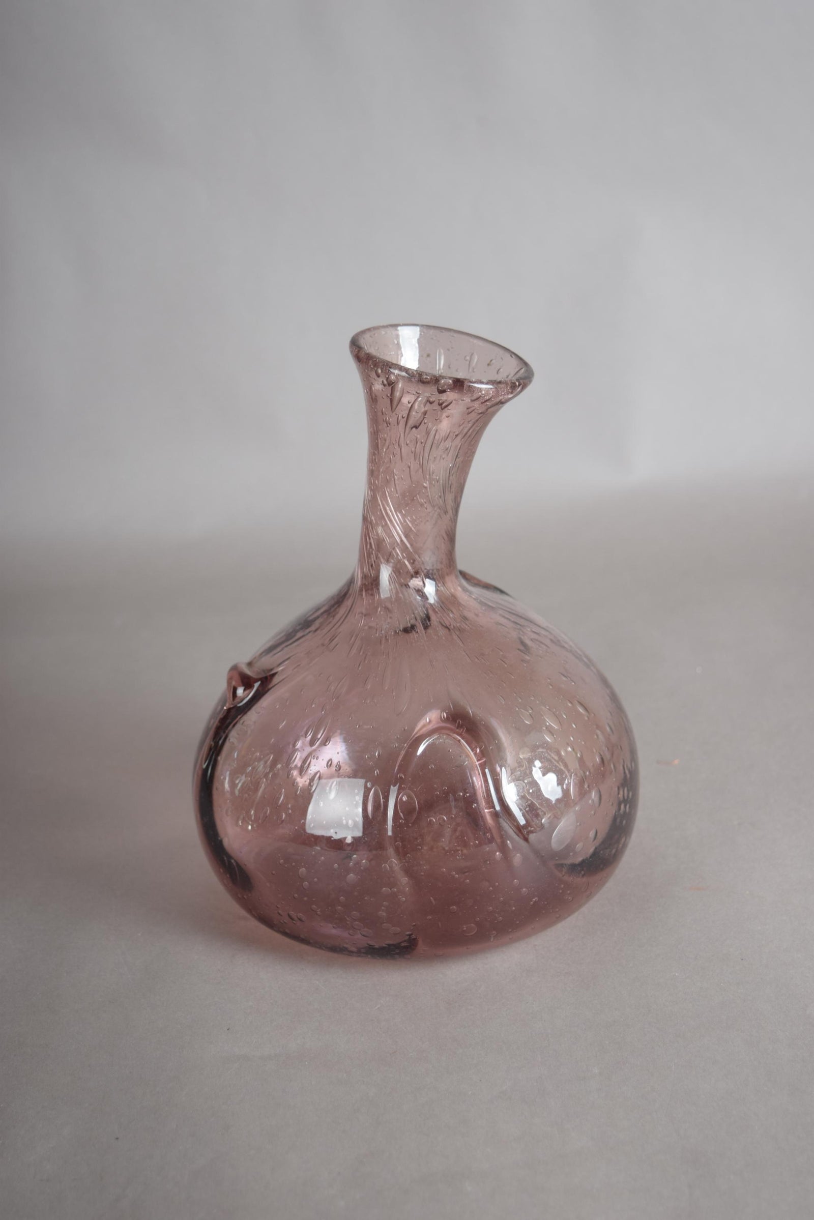 Vintage Amethyst Bullicante Bubble Glass Vase, Hand Blown, Murano Style, 1990s