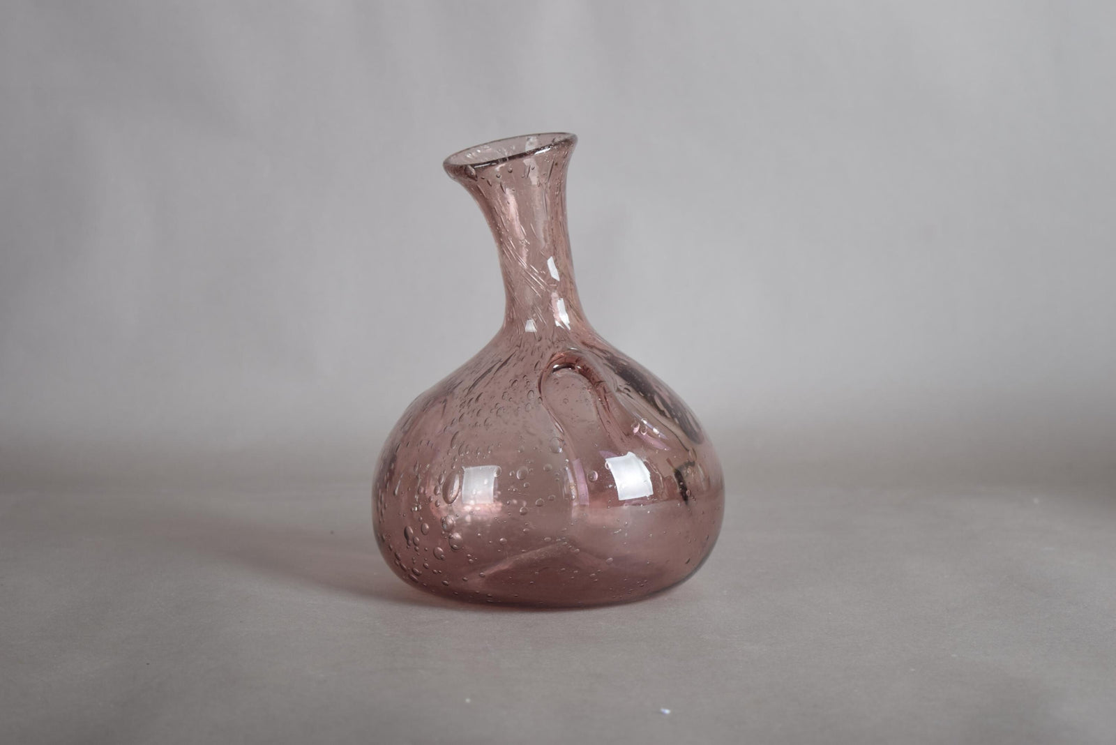 Vintage Amethyst Bullicante Bubble Glass Vase, Hand Blown, Murano Style, 1990s