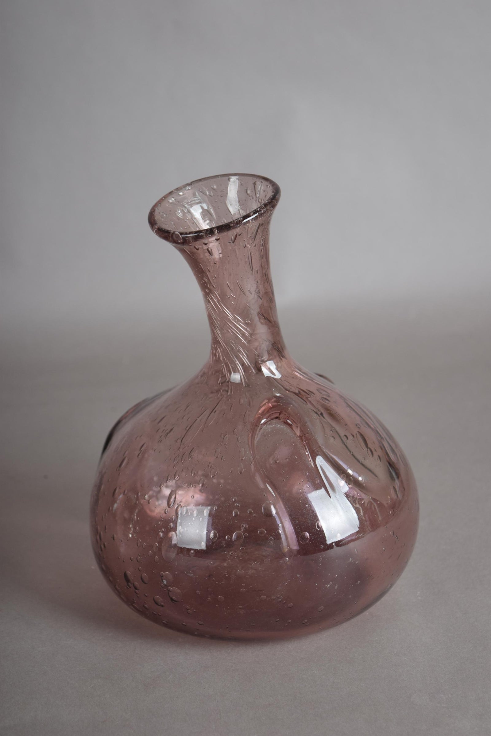 Vintage Amethyst Bullicante Bubble Glass Vase, Hand Blown, Murano Style, 1990s
