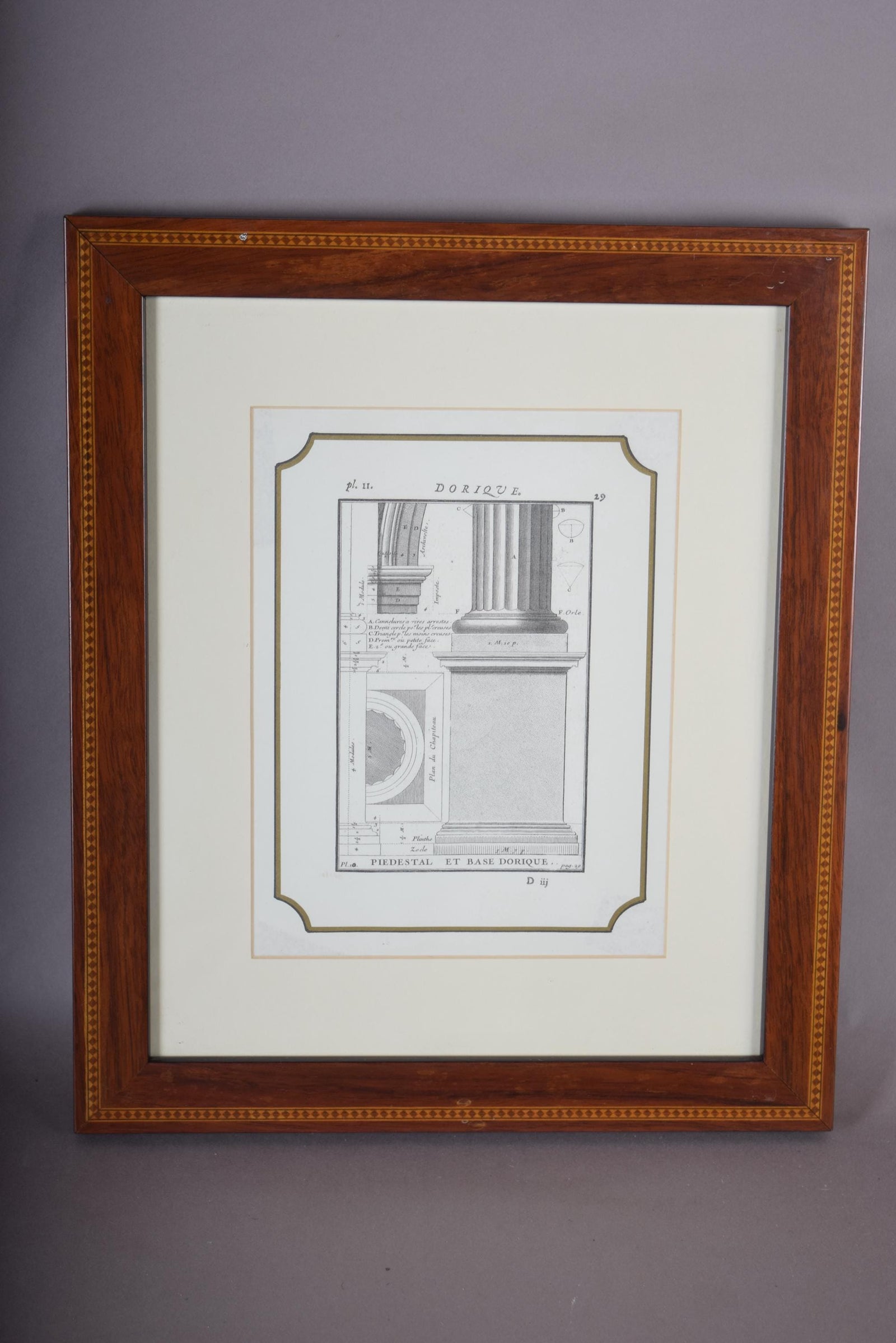 Set of 4 Vintage Architectural Engravings, Framed | Classical Column Studies, 19th Century | Neoclassical Wall Art, Wooden Frames