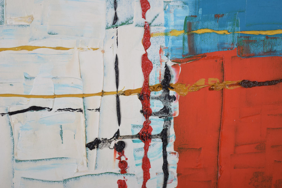 Signed Contemporary Abstract Oil Painting "Cromatismo" by M. Miota, Valencia, Framed Color Field Artwork