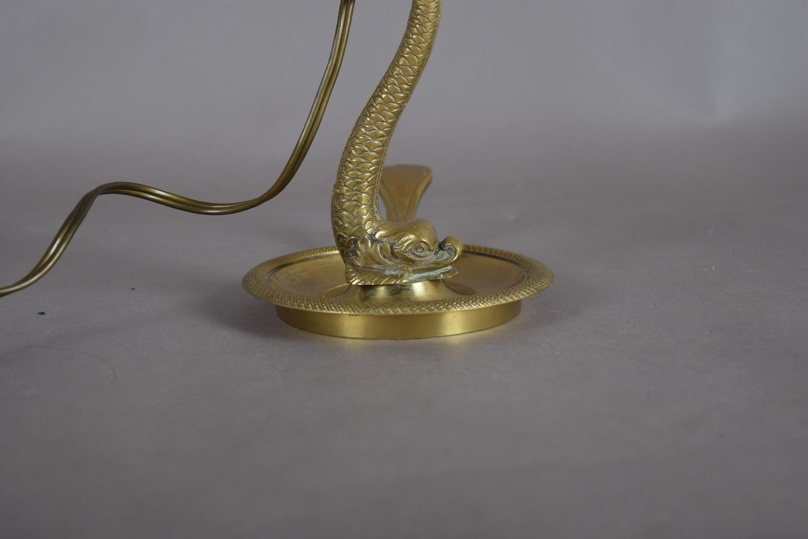 Vintage Brass Dolphin Table Lamp, Hollywood Regency Style, Sculptural Sea Creature Form, 1930s