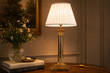 Vintage Brass Column Table Lamp, Corinthian Capital — Neoclassical Empire Style, 1950s
