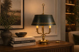 Antique Bronze Bouillotte Lamp, Swan-Head Arms — French Empire Style, Circa 1910s