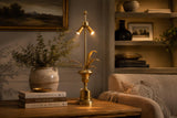 Vintage Brass Palm Frond Table Lamp, Urn Form, Dual Socket — Hollywood Regency Style, 1960s