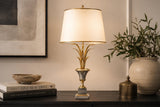 Brushed Steel Pineapple Palm Lamp Base, Hollywood Regency Style — Vintage, 1980s