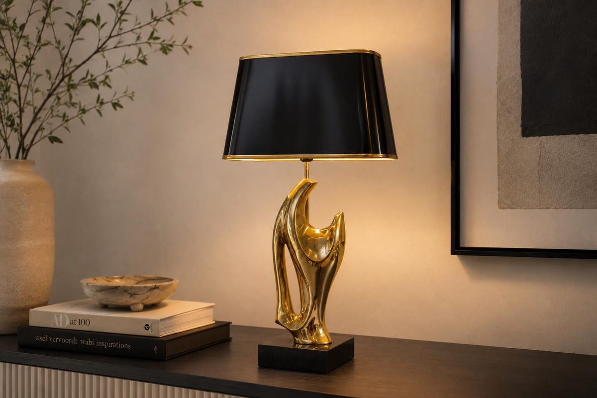 Brass Sculptural Table Lamp, Hand-Form Figure — French Modernist Style, 1970s