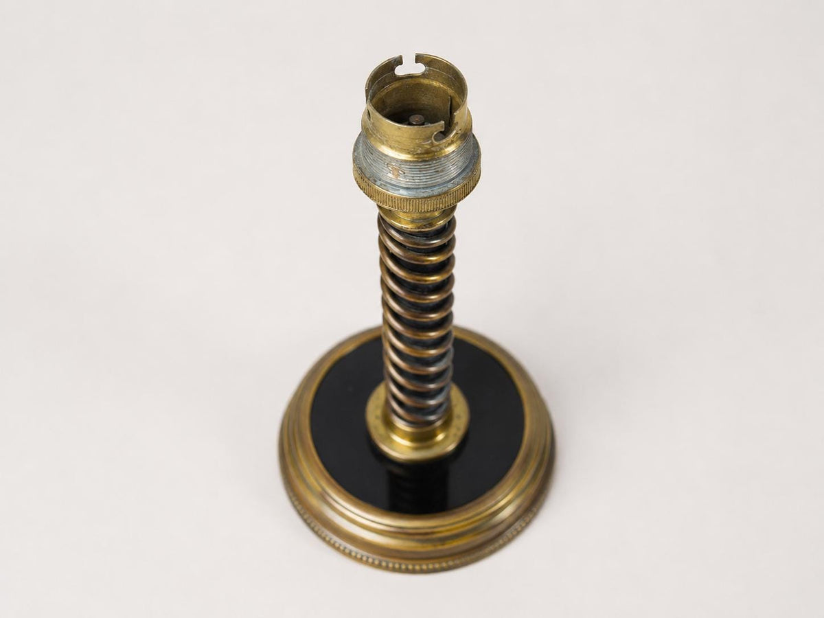 Vintage Brass Table Lamp Base, Art Deco Style, Spring Detail, Ready to Use, 1920s