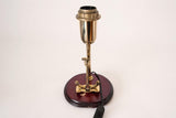 Vintage Brass and Wood Table Lamp Base with Anchor Motif, 1950s