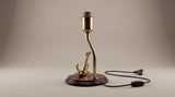 Vintage Brass and Wood Table Lamp Base with Anchor Motif, 1950s