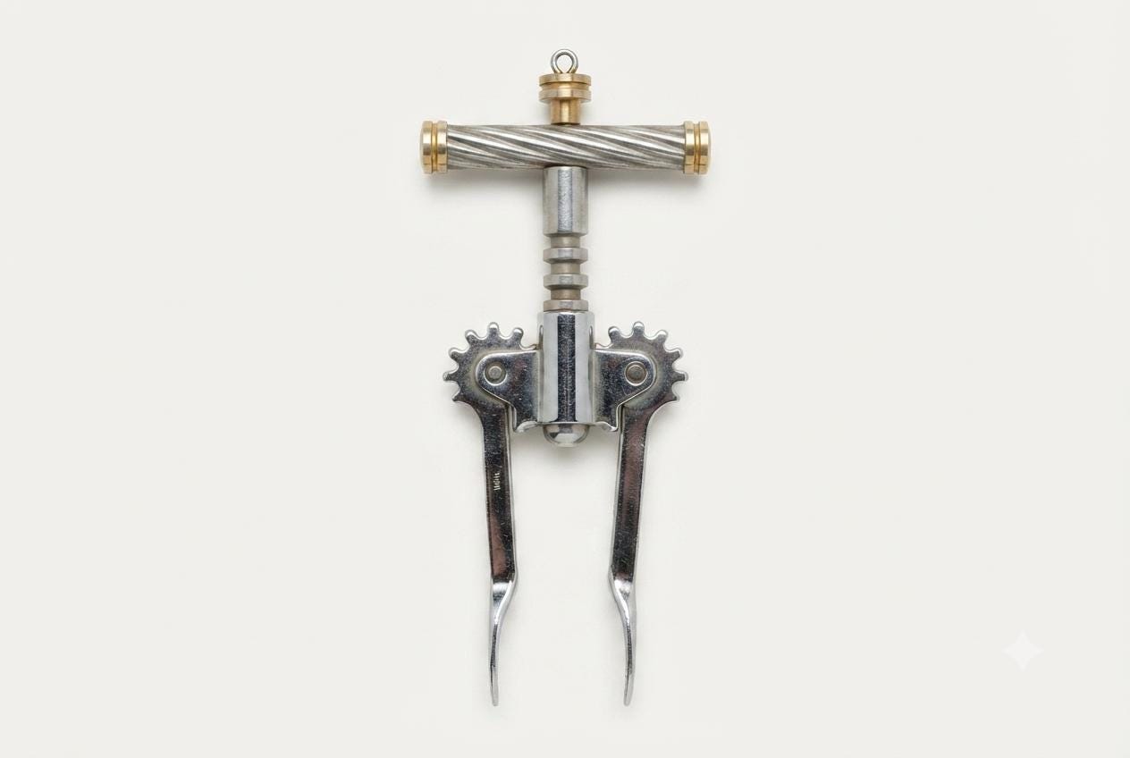 Vintage Italian Bar Tool Set, Hollywood Regency Corinthian Column Stand, 1970s Barware, Gold and Silver-Toned Metal, Made in Italy