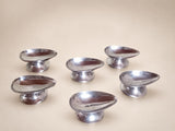 Set of 6 Vintage Stainless Steel Avocado Dishes, Mid-Century Serving Bowls, Inox Appetizer Dishes, Retro Tableware Set, Circa 1950s