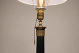 Vintage 1950s Green Painted Column Table Lamp – Gilt-Brass Mounts, Laurel Wreath Medallion, Neoclassical Empire Style