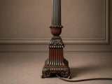 Antique Bronze-Finish Fluted Column Table Lamp, Cream Shade, Neoclassical Empire Style