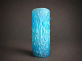 Vintage Turquoise Cased Glass Rouleau Vase, Bark Texture, in the Style of Václav Hanuš, 1990s