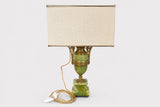 Vintage Onyx and Gilt Brass Urn Lamp with Bronze Floral Mounts