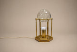 Brass Cage Lamp with Bubble Glass Sphere, Hexagonal Base